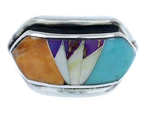 Southwest Silver Multicolor Jewelry Ring Size 8-1/2 YS72358