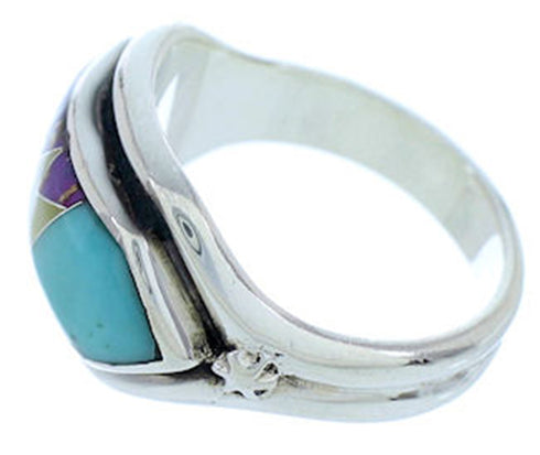 Southwest Silver Multicolor Jewelry Ring Size 8-1/2 YS72358