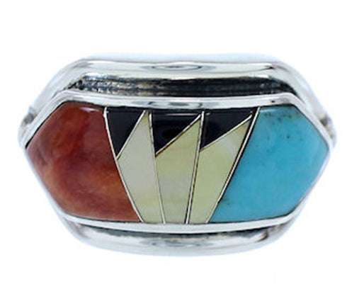 Southwest Jewelry Sterling Silver Multicolor Ring Size 5-3/4 YS72406