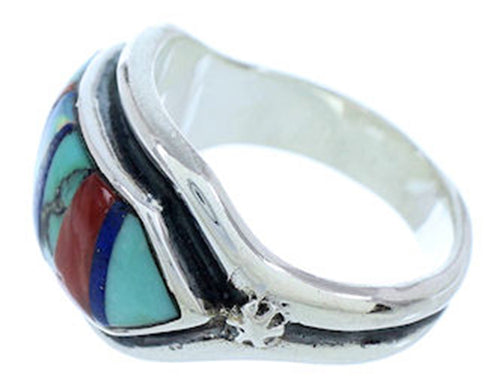 Multicolor Inlay Southwest Silver Jewelry Ring Size 5-1/4 YS72438