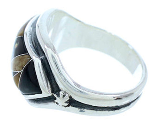 Sterling Silver And Multicolor Inlay Ring Size 6-1/4 YS72544