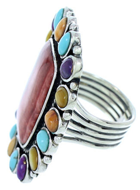 Multicolor Large Statement Sterling Silver Ring Size 9-3/4 BW72552