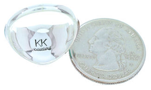 Southwestern Turquoise Multicolor Inlay Silver Ring Size 7-1/2 AW73269