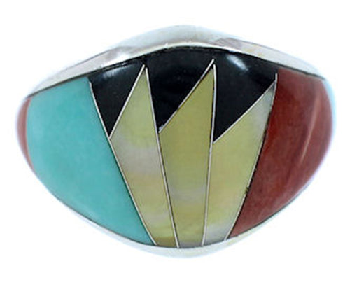 Turquoise Multicolor Genuine Sterling Silver Ring Size 6-3/4 AW73281