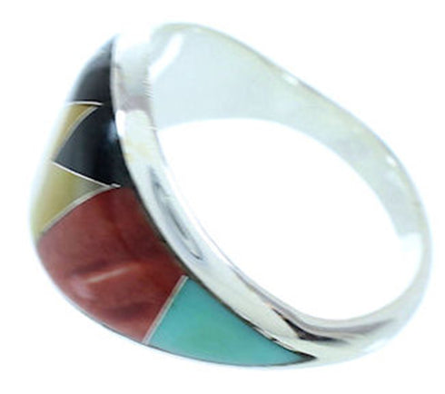 Turquoise Multicolor Genuine Sterling Silver Ring Size 6-3/4 AW73281
