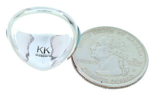 Southwest Genuine Sterling Silver Multicolor Ring Size 6-3/4 AW73294