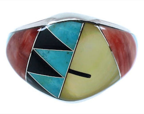 Southwestern Jewelry Turquoise And Multicolor Ring Size 7-3/4 AW73297