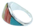 Sterling Silver Multicolor Inlay Jewelry Ring Size 7-3/4 AW73308