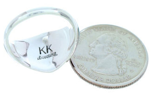 Sterling Silver Multicolor Inlay Jewelry Ring Size 7-3/4 AW73308