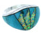 Sterling Silver Jewelry Turquoise Opal Inlay Ring Size 7-3/4 AW72899