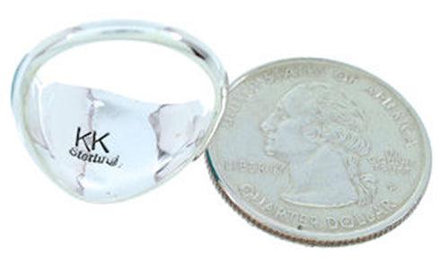 Sterling Silver Jewelry Turquoise Opal Inlay Ring Size 7-3/4 AW72899