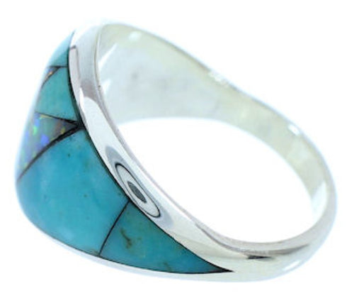 Opal And Turquoise Southwest Sterling Silver Ring Size 7-3/4 AW73103