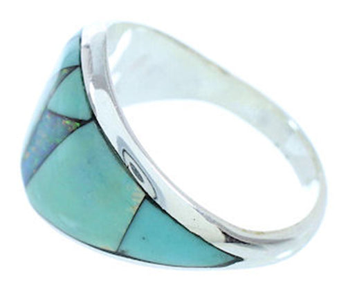 Opal Turquoise Southwestern Sterling Silver Ring Size 7-3/4 AW73107
