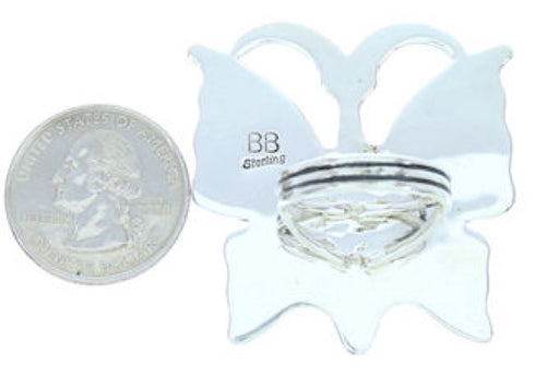 Multicolor Silver Butterfly Large Statement Ring Size 7-3/4 YS72608