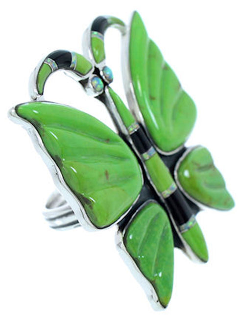 Multicolor Butterfly Silver Large Statement Ring Size 8-3/4 YS72623