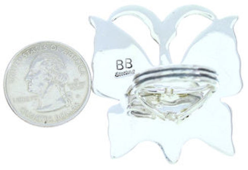 Multicolor Butterfly Silver Large Statement Ring Size 8-3/4 YS72623
