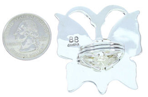 Butterfly Silver Multicolor Large Statement Ring Size 7-3/4 YS72686