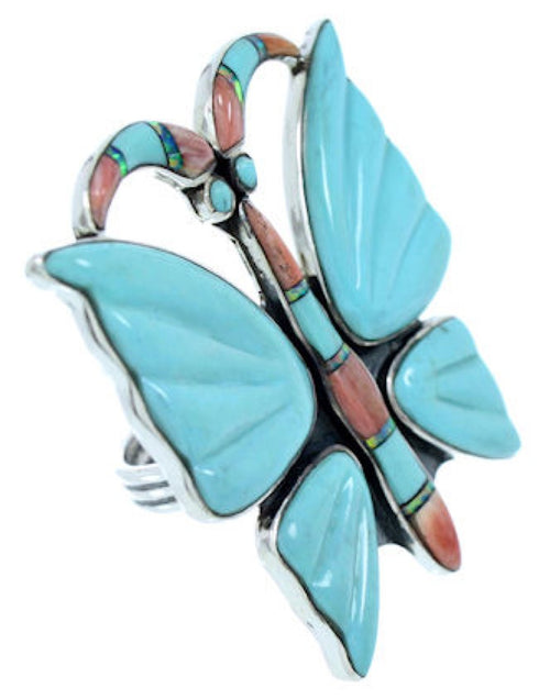 Southwest Multicolor Butterfly Large Statement Ring Size 8-3/4 YS72706