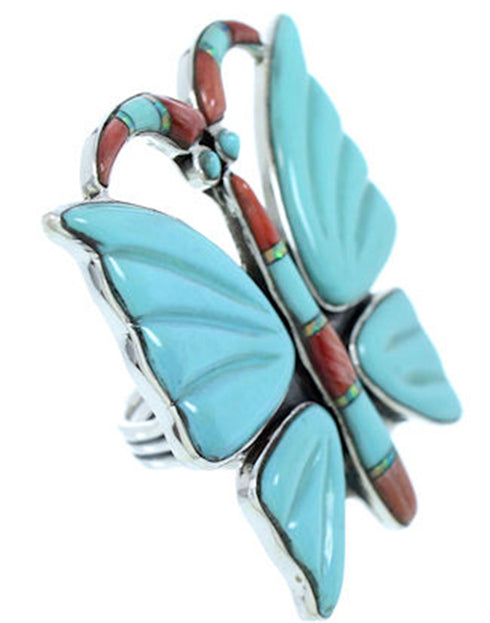 Butterfly Silver Large Statement Multicolor Ring Size 7-1/2 MW73242