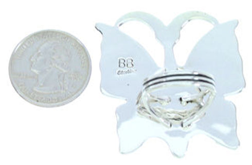 Butterfly Silver Large Statement Multicolor Ring Size 7-1/2 MW73242