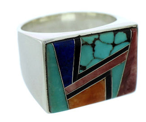 Southwest Sterling Silver Multicolor Jewelry Ring Size 11-1/2 DW72724