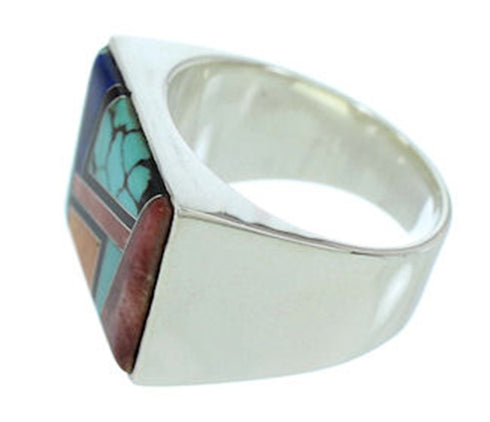 Southwest Sterling Silver Multicolor Jewelry Ring Size 11-1/2 DW72724