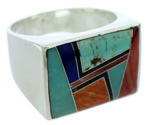 Southwest Sterling Silver Multicolor Jewelry Ring Size 12-1/2 DW72761
