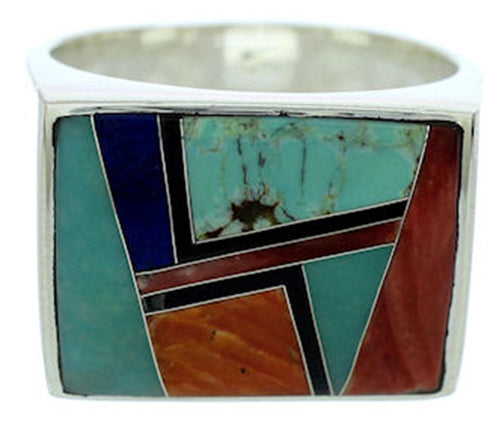 Southwest Sterling Silver Multicolor Jewelry Ring Size 12-1/2 DW72761