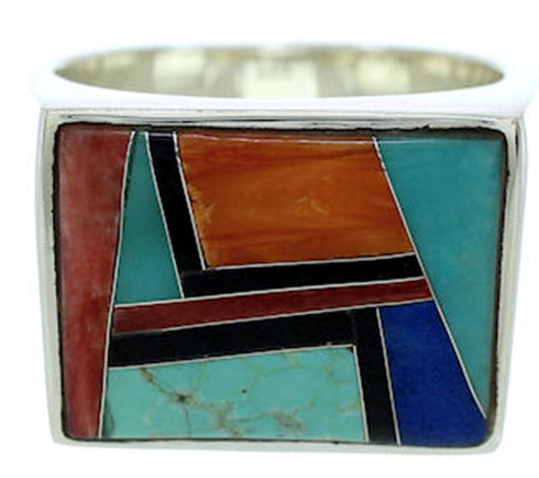 Southwest Jewelry Sterling Silver Multicolor Ring Size 11-1/2 DW72774