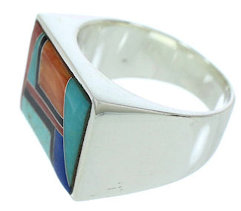 Southwest Jewelry Sterling Silver Multicolor Ring Size 11-1/2 DW72774