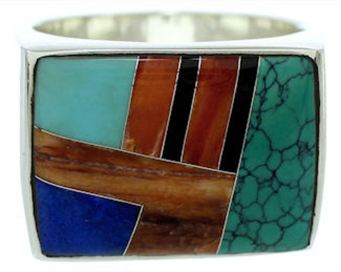 Southwest Sterling Silver Multicolor Jewelry Ring Size 11-1/2 DW72790