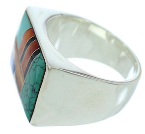 Southwest Sterling Silver Multicolor Jewelry Ring Size 11-1/2 DW72790