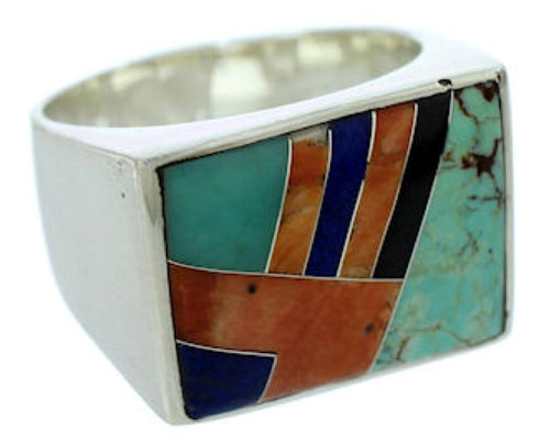 Southwestern Silver Multicolor Jewelry Ring Size 9-3/4 DW72791