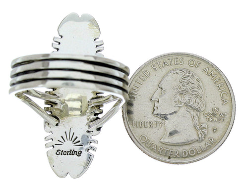 Turquoise And Multicolor Inlay Silver Ring Size 8-1/4 BW72711