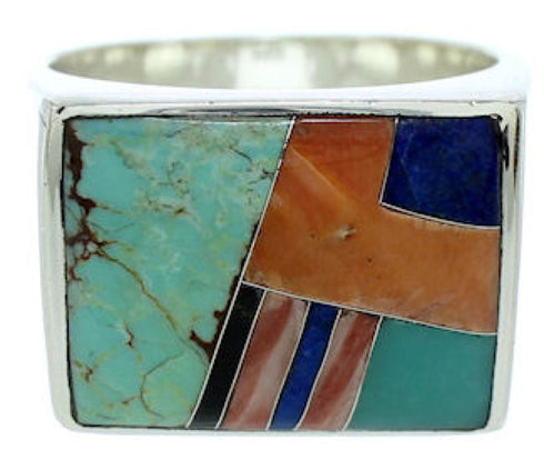 Southwest Sterling Silver Multicolor Ring Size 12-1/2 YS72781