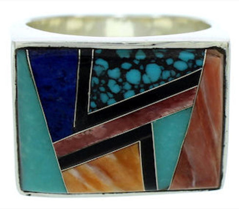 Multicolor Silver Southwest Jewelry Ring Size 9-3/4 YS72812
