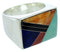 Multicolor Inlay Silver Jewelry Southwest Ring Size 11-3/4 YS72819
