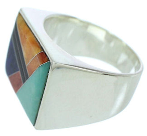 Multicolor Inlay Silver Jewelry Southwest Ring Size 11-3/4 YS72819