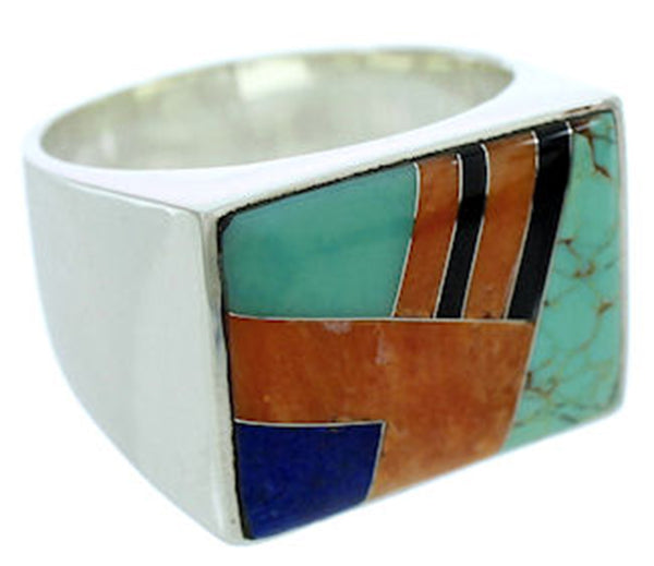 Silver Southwest Jewelry Multicolor Ring Size 12-1/2 YS72884