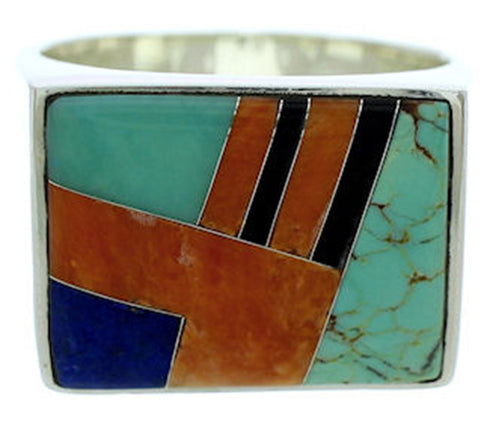 Silver Southwest Jewelry Multicolor Ring Size 12-1/2 YS72884