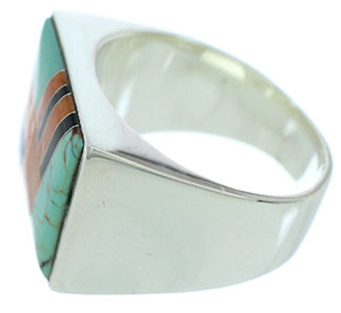 Silver Southwest Jewelry Multicolor Ring Size 12-1/2 YS72884