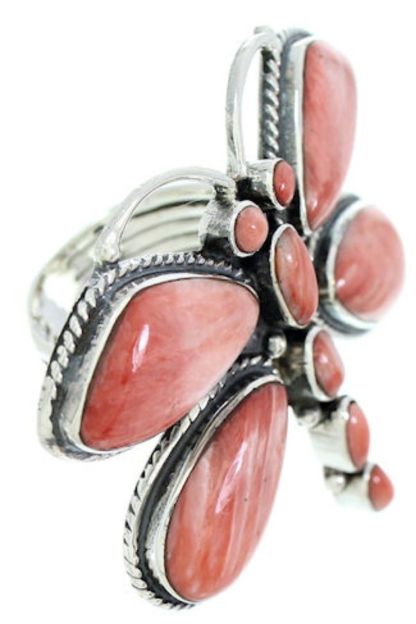 Large Statement Red Oyster Shell Dragonfly Ring Size 7-3/4 PS72680