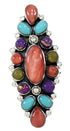 Turquoise Multicolor Southwest Sterling Silver Ring Size 8-1/2 BW73053