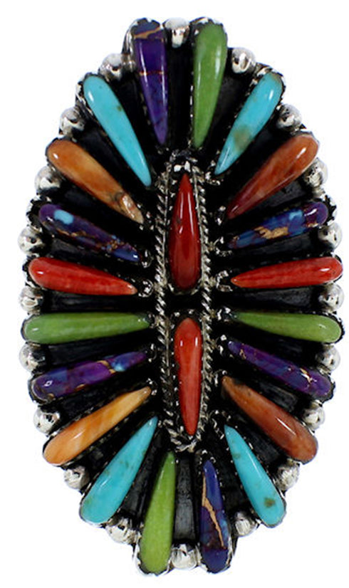 Genuine Sterling Silver Multicolor Jewelry Ring Size 8-1/2 BW73067