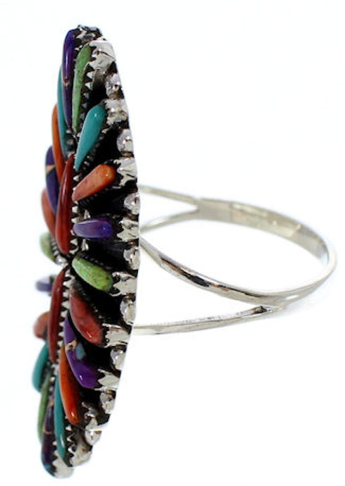 Multicolor Turquoise Sterling Silver Jewelry Ring Size 8-3/4 BW73087