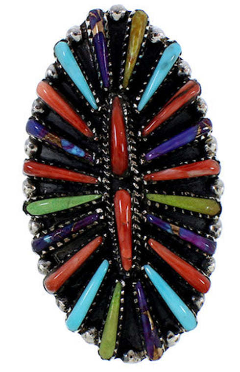 Southwest Silver And Multicolor Jewelry Ring Size 6-3/4 BW73095
