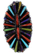 Southwest Silver And Multicolor Jewelry Ring Size 6-3/4 BW73095