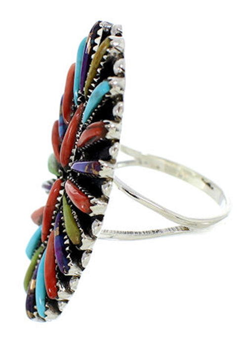 Southwest Silver And Multicolor Jewelry Ring Size 6-3/4 BW73095