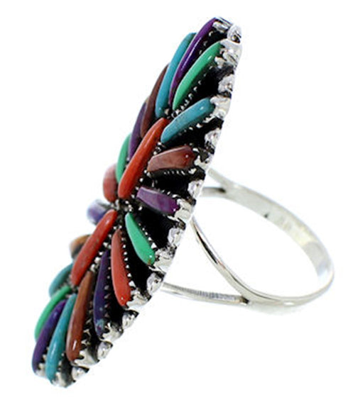 Genuine Sterling Silver Ring Multicolor Jewelry Size 6-3/4 BW73111