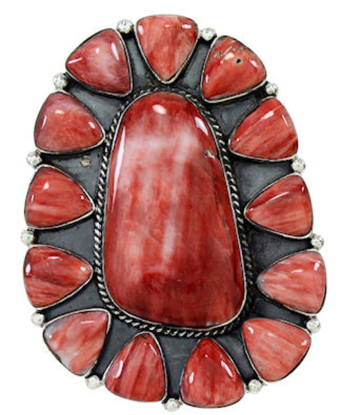 Large Statement Piece Red Oyster Shell Jewelry Ring Size 9-1/2 BW72933